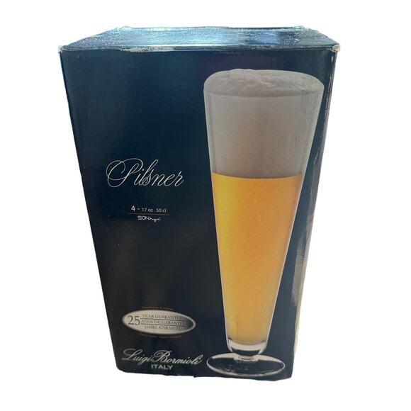 LUIGI BORMIOLI Italian 17oz 4 Elegant Beer Glasses - Picture 1 of 2
